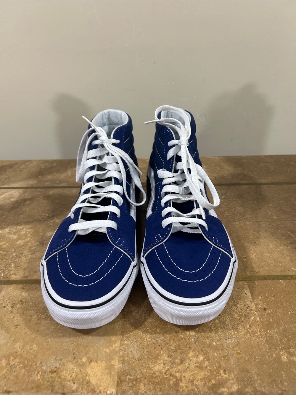 Vans Royal Blue High-Top Canvas Sneakers with White Stripe